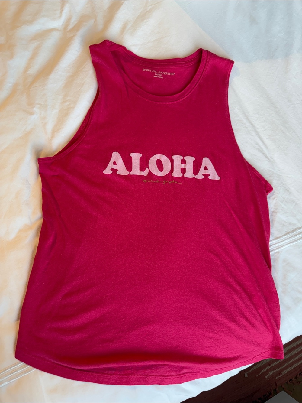 Spiritual Gangster Hot Pink ALOHA Muscle Tank